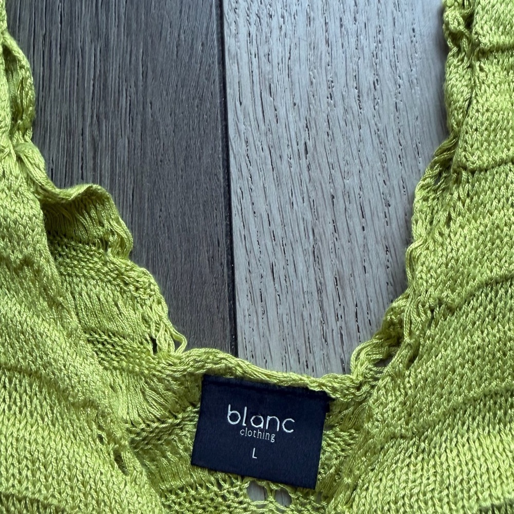 Blanc Elegant Lime Green Knit Dress - Picture 2 of 6